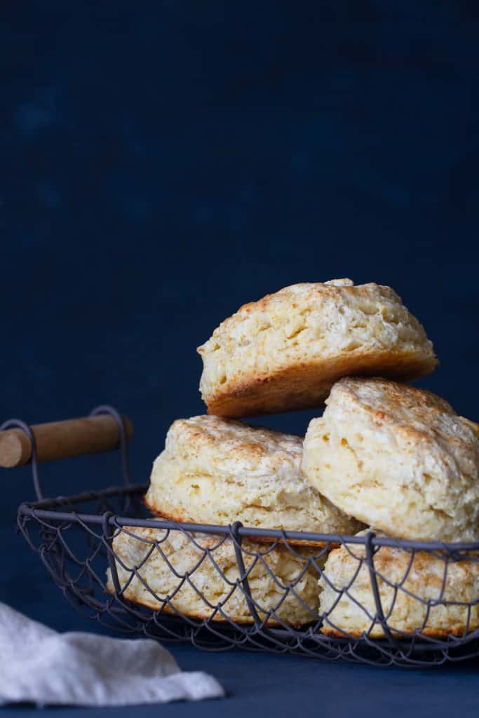 A wire basket with five foolproof scones.