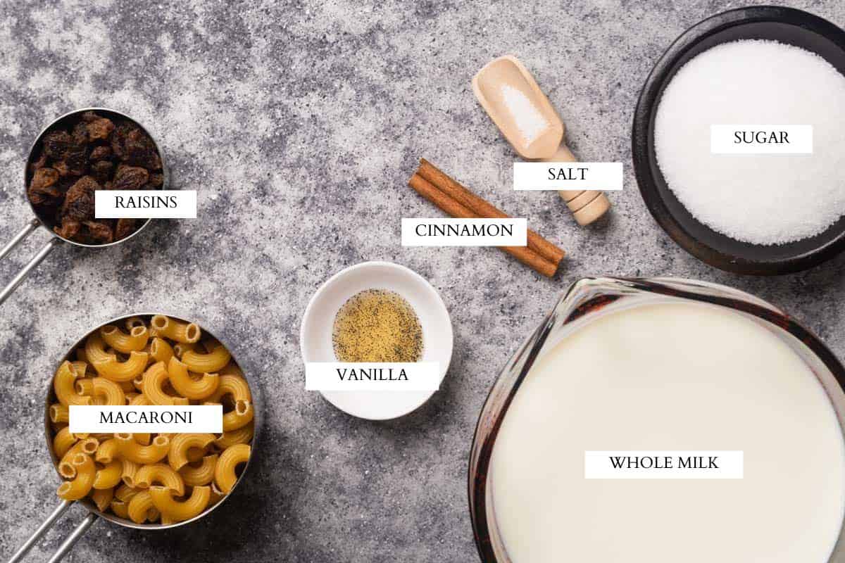 Ingredients laid out to make milk soup.