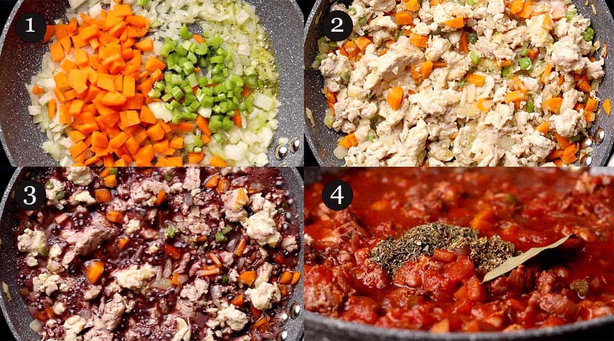 Step overview on how to make Chicken Spaghetti Bolognese.