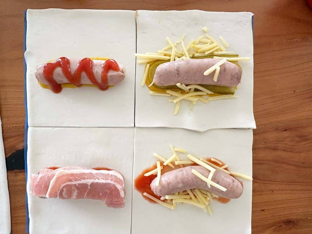 Variations on how to make puff pastry hot dogs.