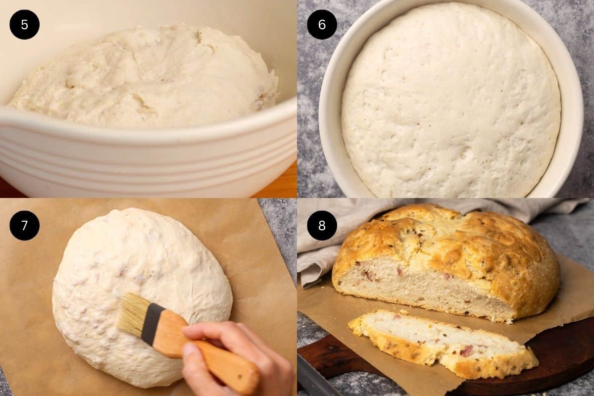 Steps 5-8 on how to make lard bread.