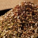 Homemade za'atar in a wooden bowl.