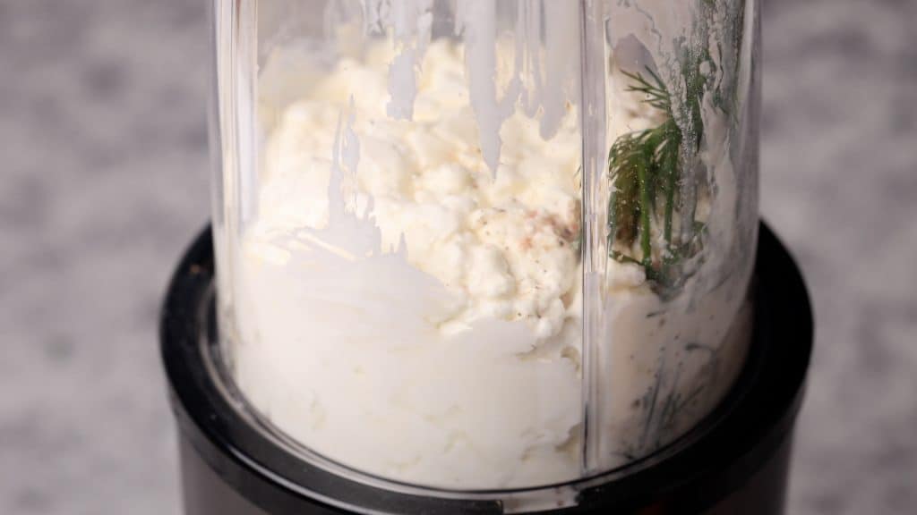 All ingredients in a blender.